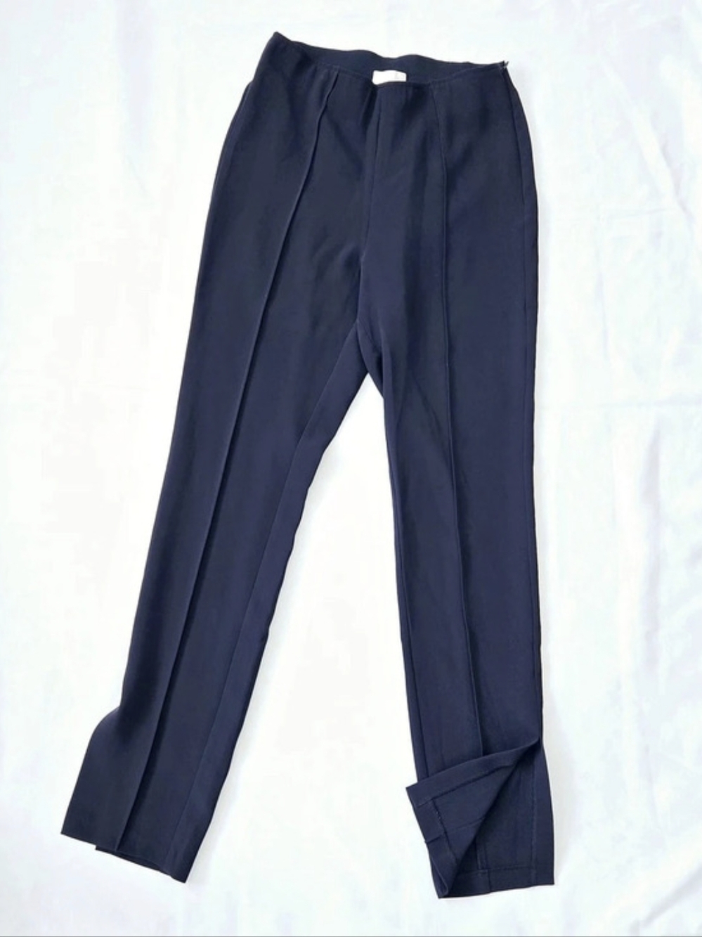 CINQ A SEPT Brianne Pintuck Slit Hem Crepe Pants Navy Blue Womens 2 Workwear NWT